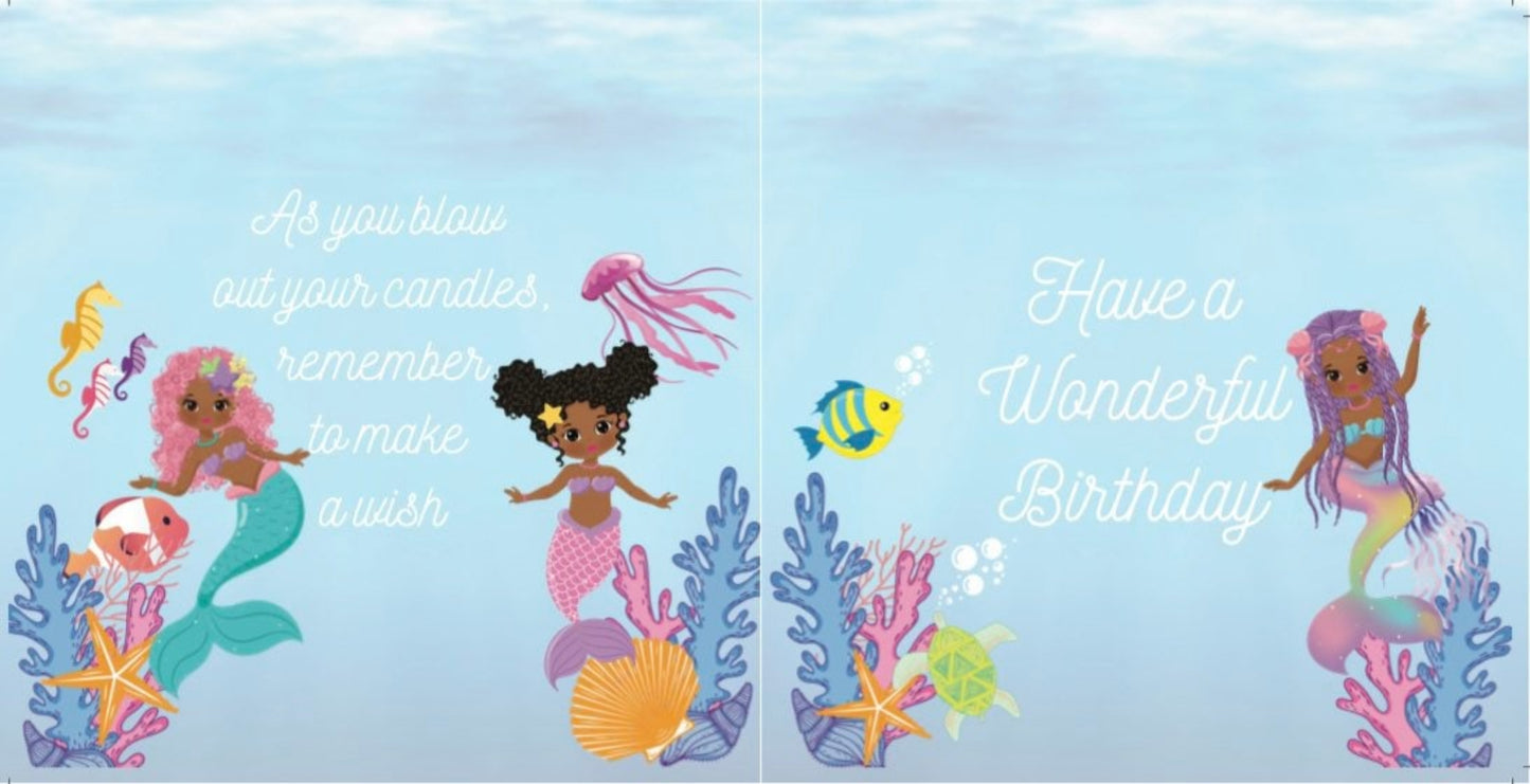 Black/African American Tropical Mermaid Birthday Card