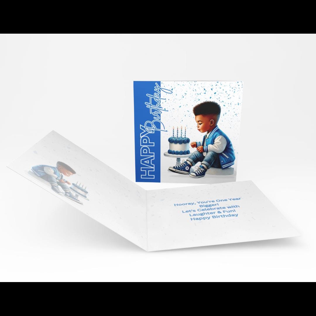 Boy in Blue - Happy Birthday Card