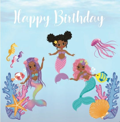 Black/African American Tropical Mermaid Birthday Card