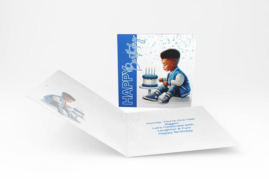 Boy in Blue - Happy Birthday Card