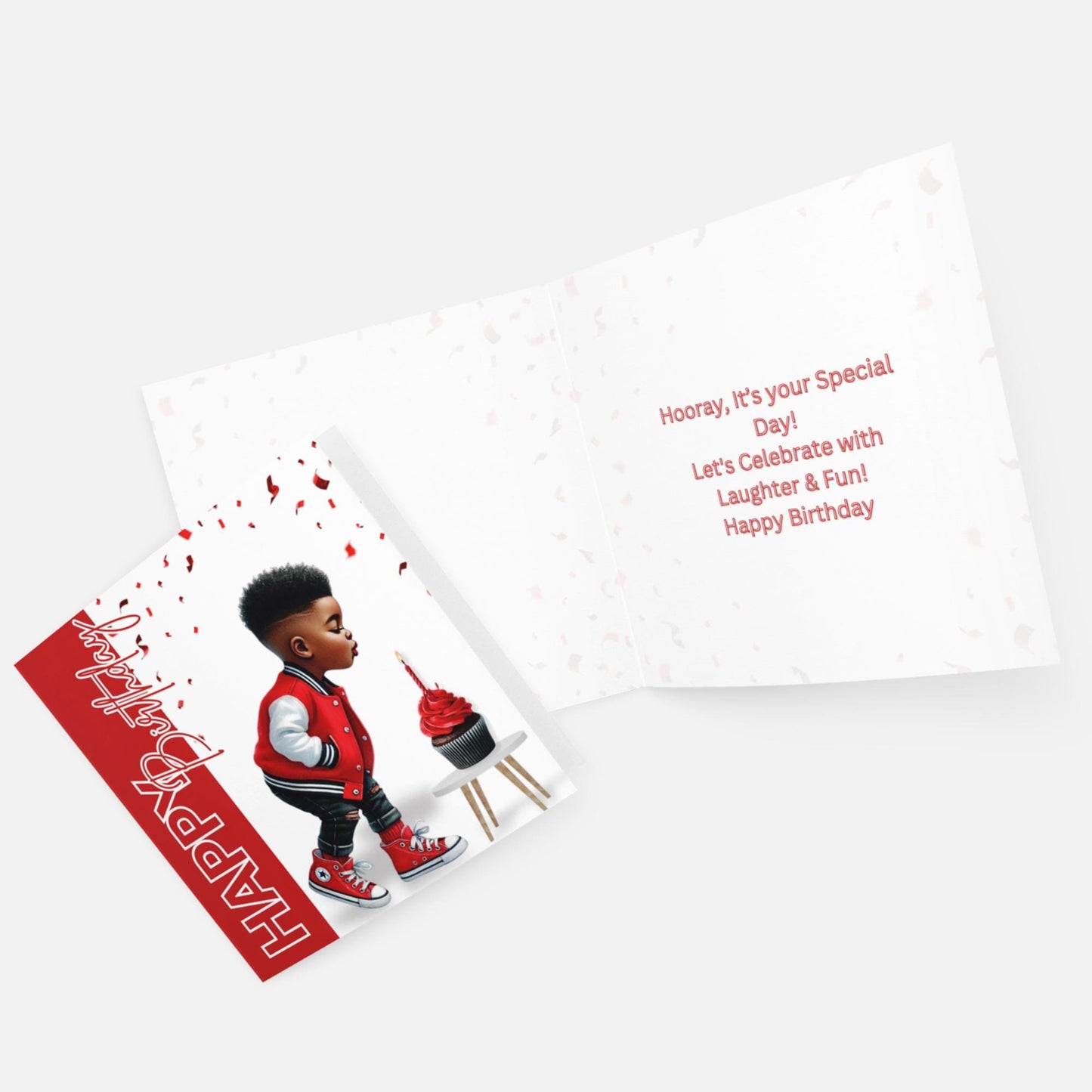 Happy Birthday Card - Boy in Red, Cute Birthday Wishes, Kids Greeting Card, Fun & Colourful Design for Special Day