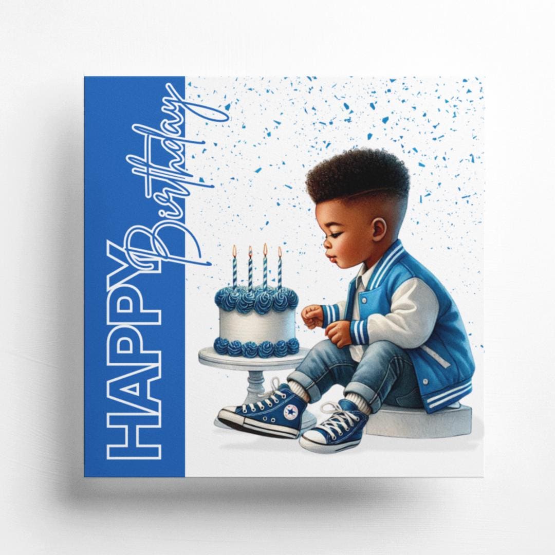 Boy in Blue - Happy Birthday Card