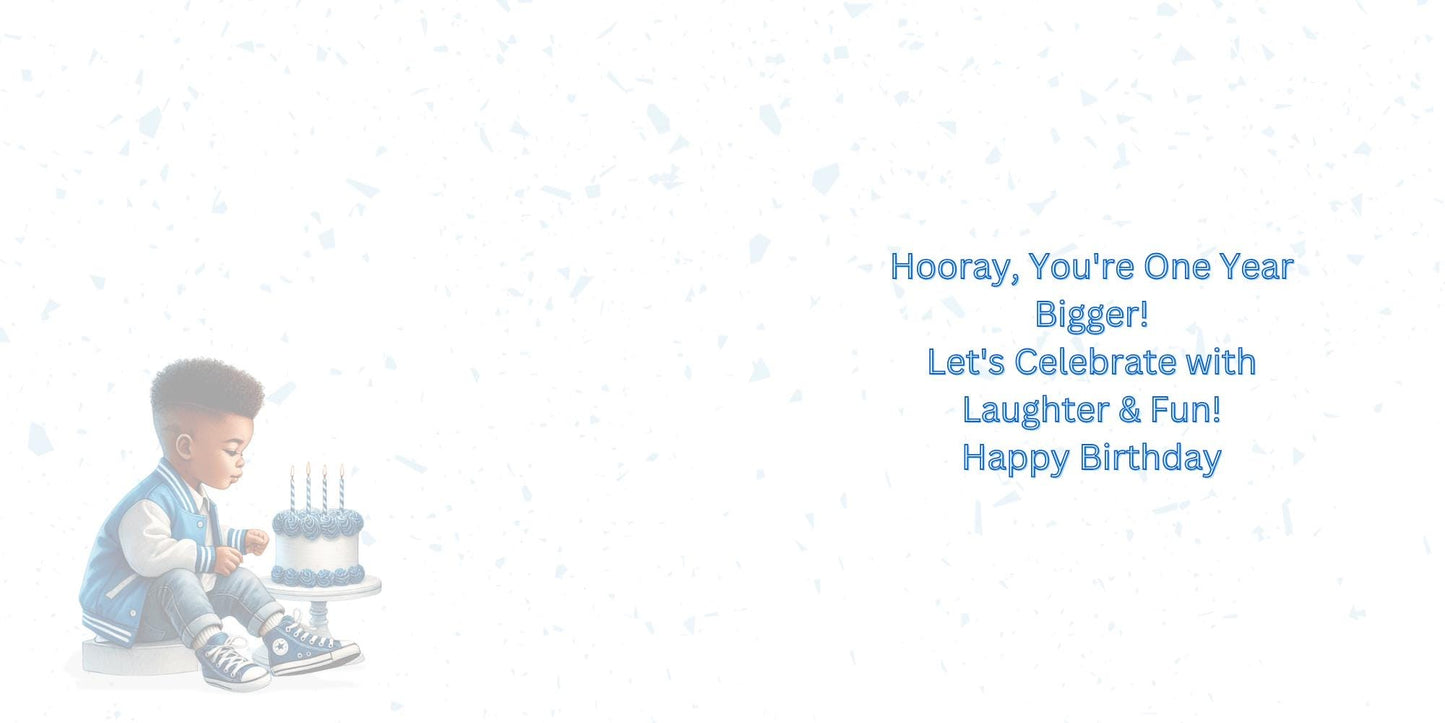 Boy in Blue - Happy Birthday Card