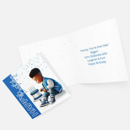 Boy in Blue - Happy Birthday Card