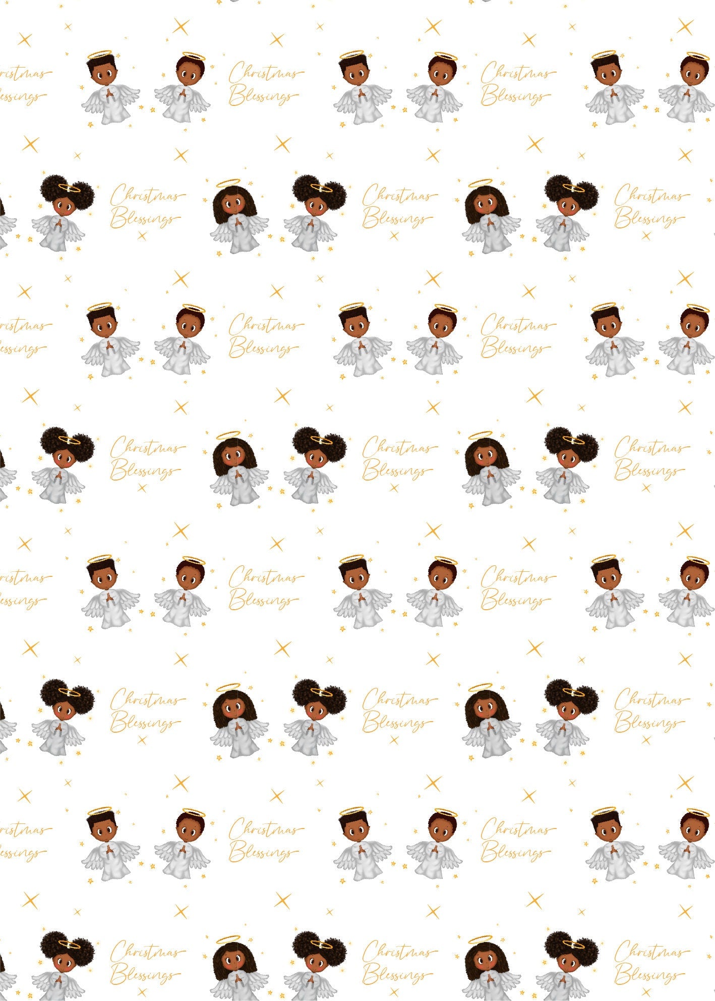 Black/African American Christmas Angels Wrapping Paper