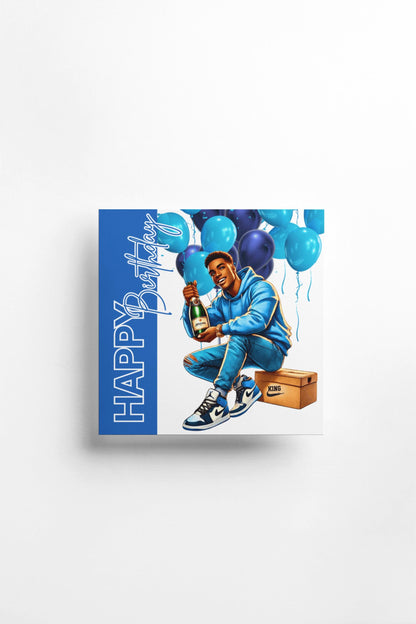 King Blue  Luxury Birthday Card for Black men