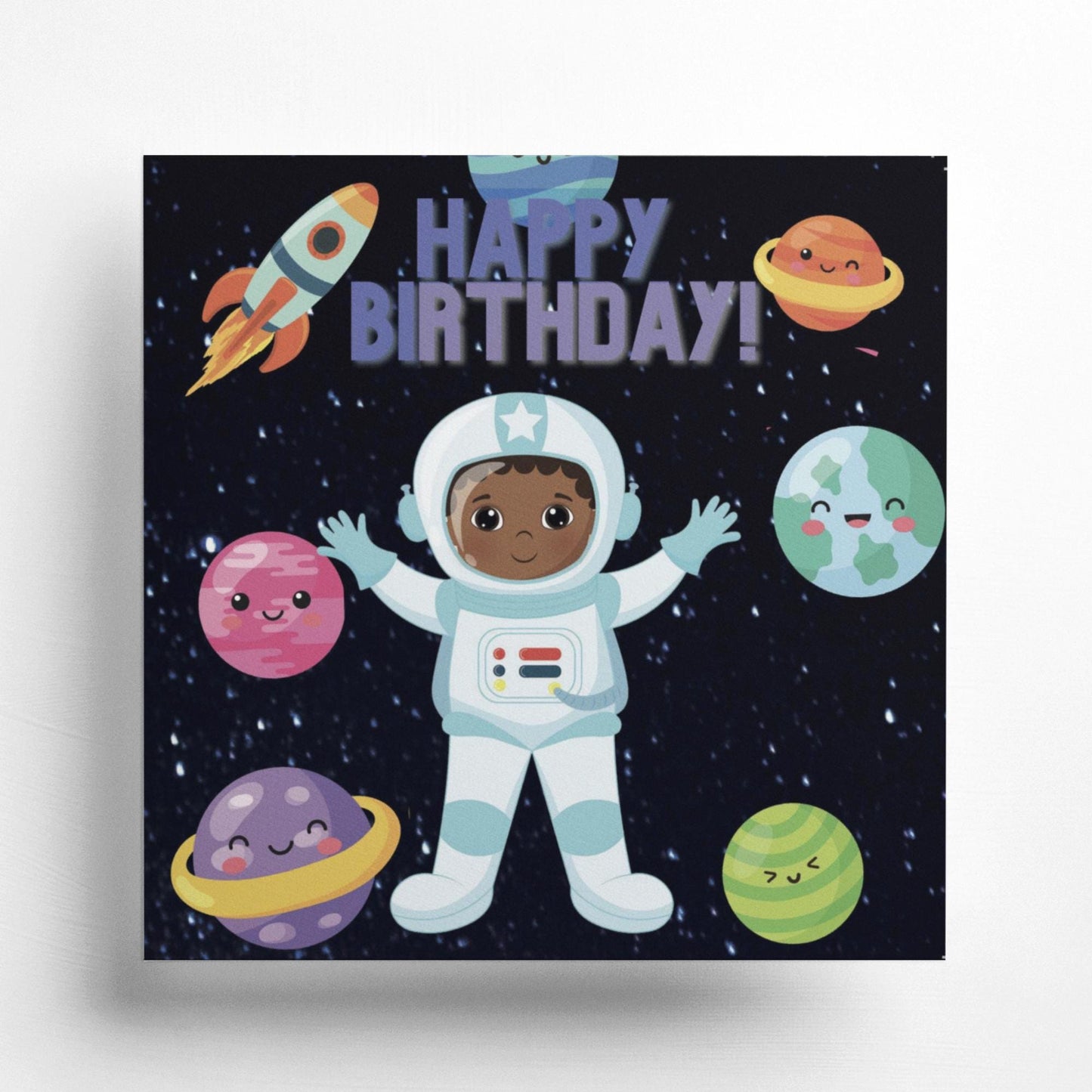 African American Astro Boy Birthday Card | Cute & Fun Greeting Card for Kids