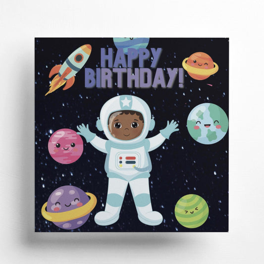 African American Astro Boy Birthday Card | Cute & Fun Greeting Card for Kids