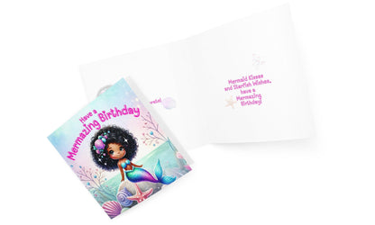 Mermazing Black/Mixed Heritage Mermaid Happy Birthday card