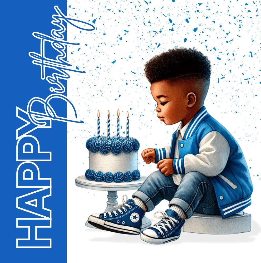 Boy in Blue - Happy Birthday Card