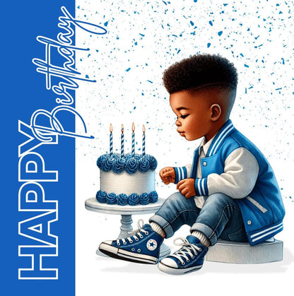 Boy in Blue - Happy Birthday Card