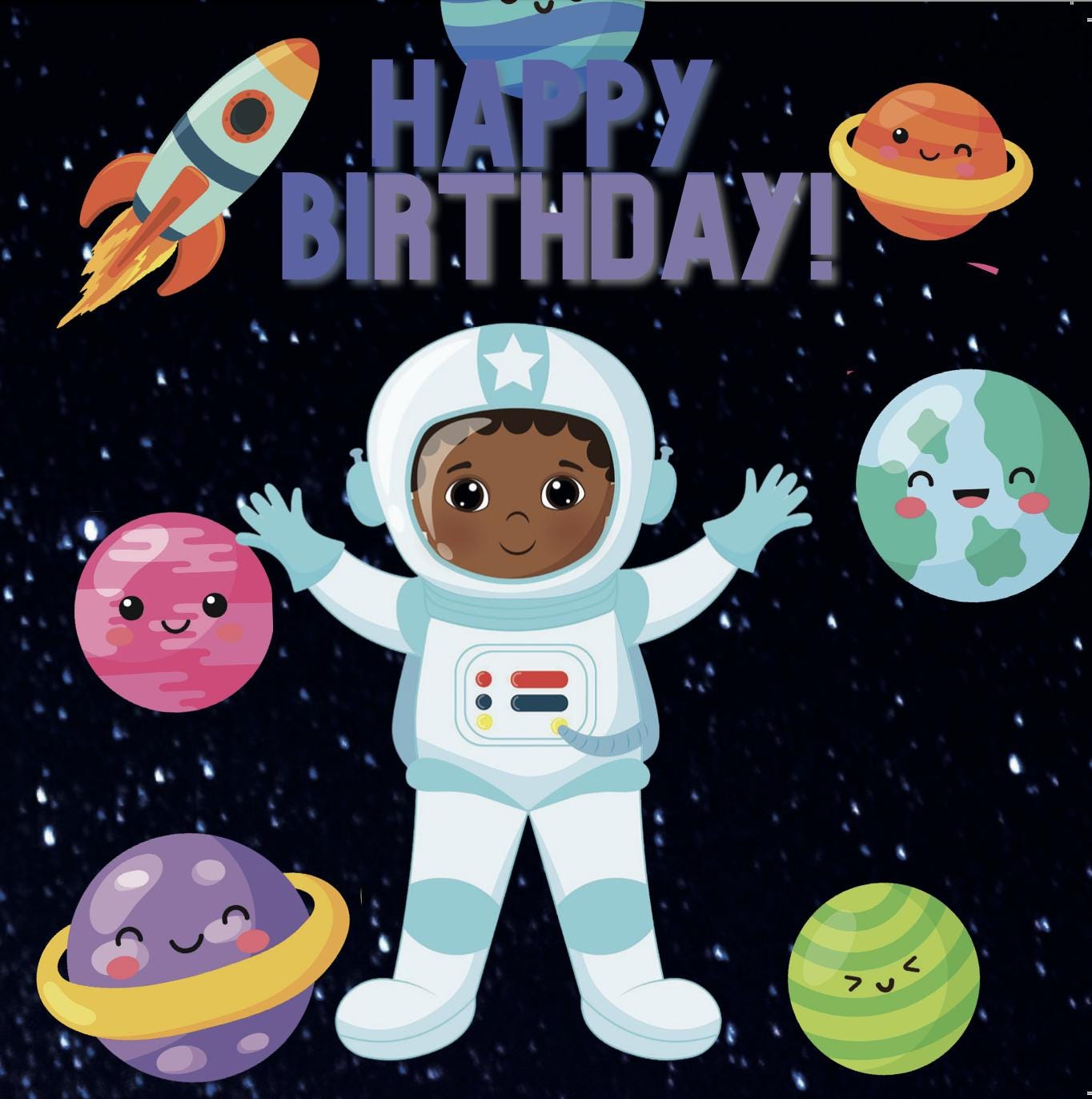 African American Astro Boy Birthday Card | Cute & Fun Greeting Card for Kids