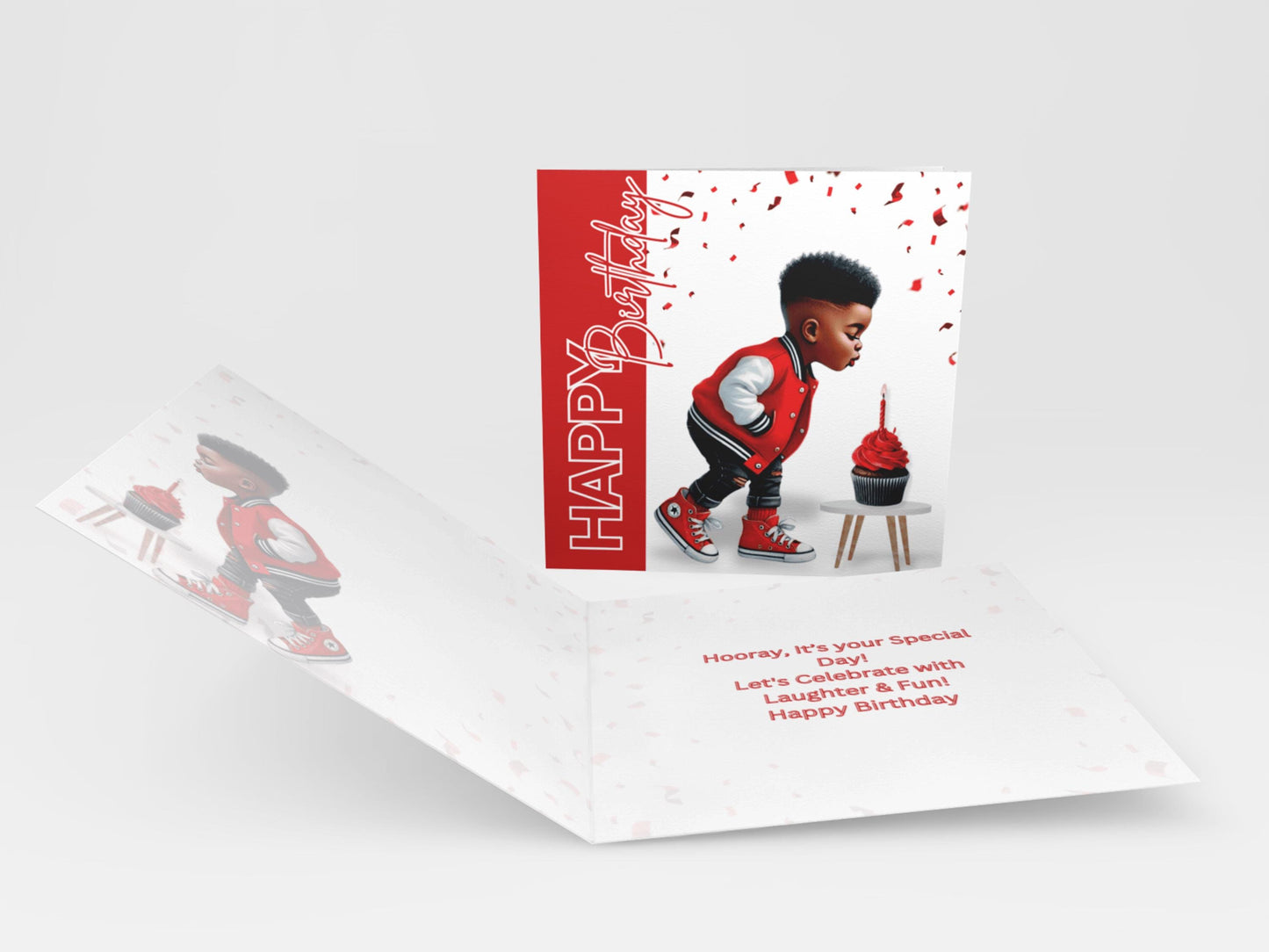 Happy Birthday Card - Boy in Red, Cute Birthday Wishes, Kids Greeting Card, Fun & Colourful Design for Special Day