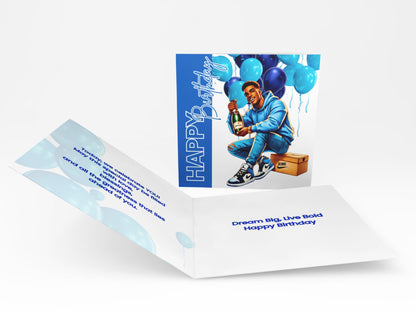 King Blue  Luxury Birthday Card for Black men