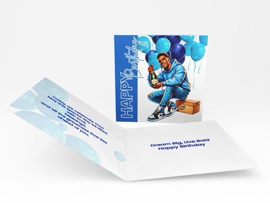 King Blue  Luxury Birthday Card for Black men