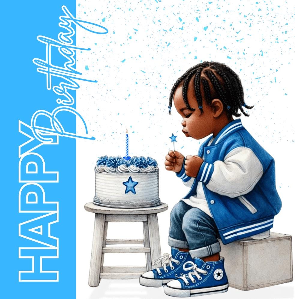 Little blue star - Happy Birthday Card