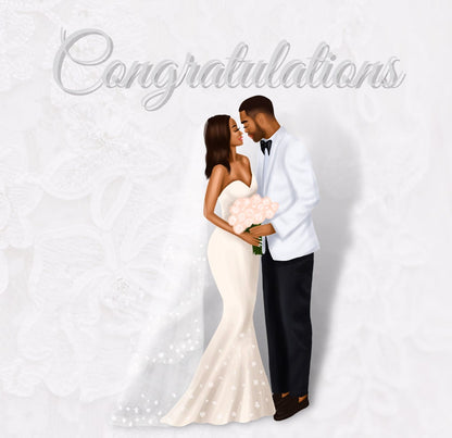 The Look of Love Elegant Wedding Card for Black Couples