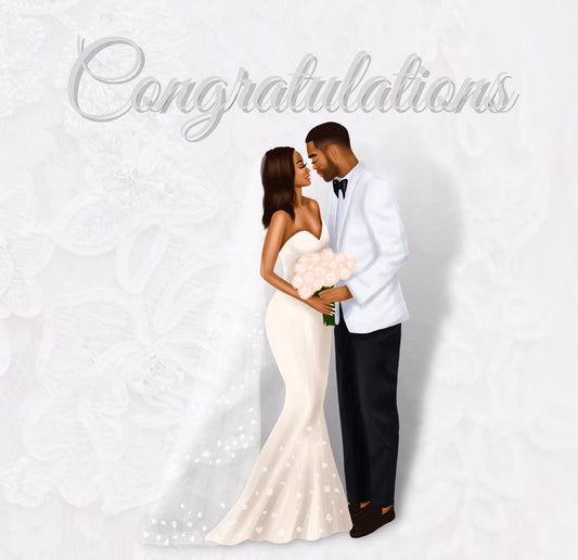 The Look of Love Elegant Wedding Card for Black Couples