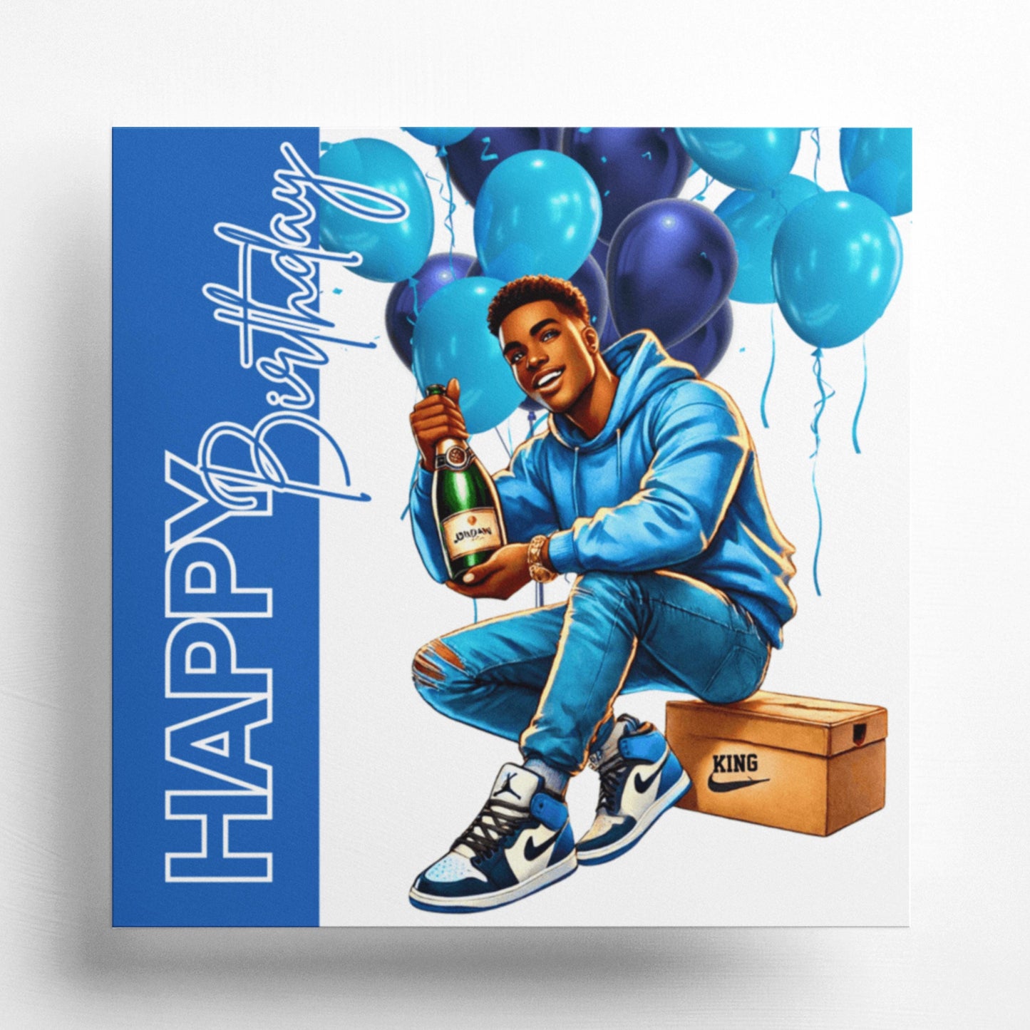 King Blue  Luxury Birthday Card for Black men