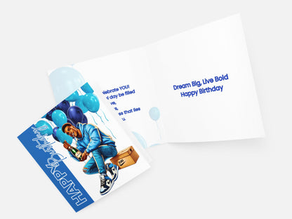 King Blue  Luxury Birthday Card for Black men